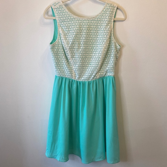 MM Couture Mint Green Semi backless Fit and Flare dress NWT - Picture 1 of 4